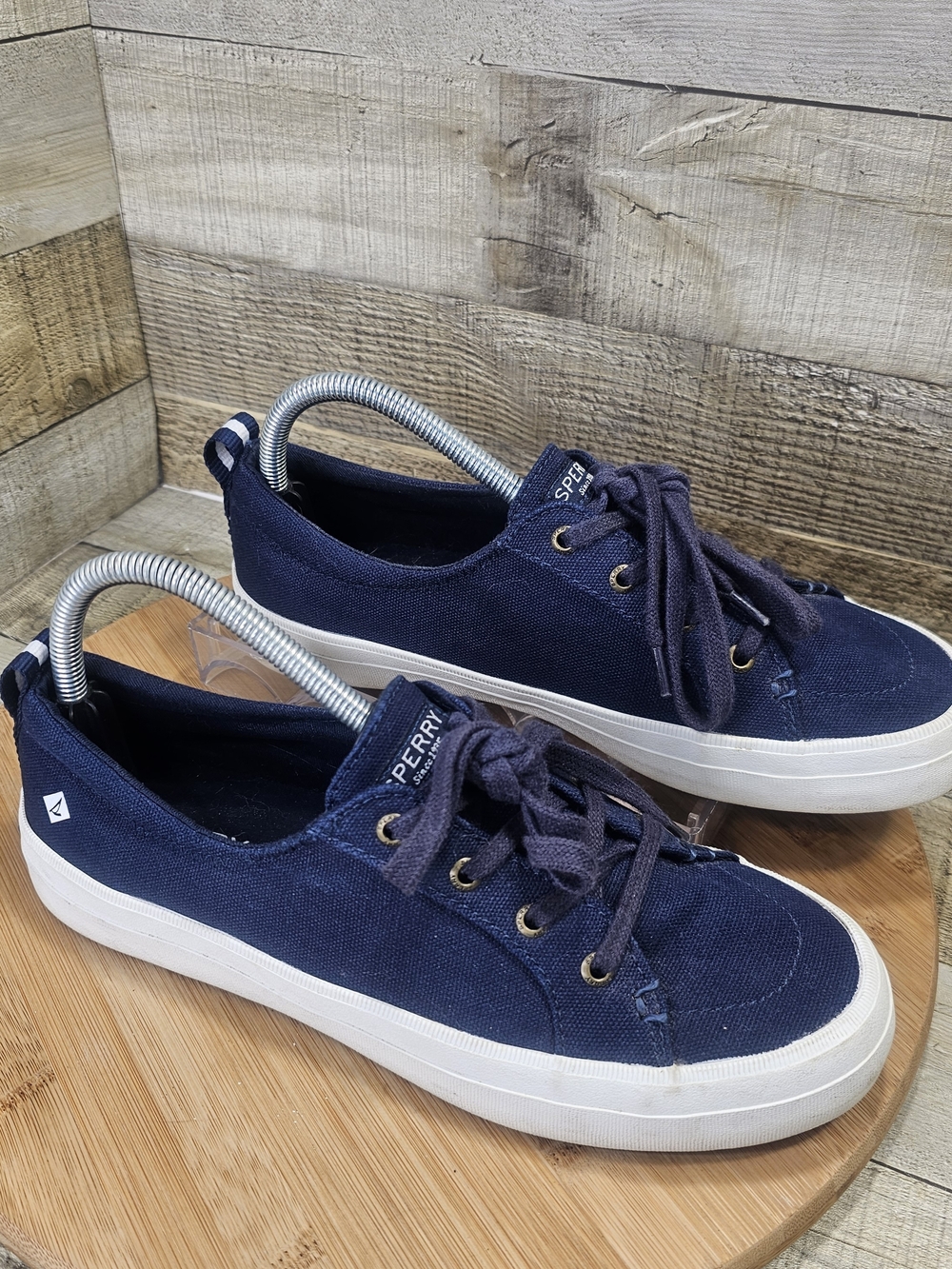 Sperry Womens Sz 9 Navy Canvas Low-Top Sneakers with White Sole